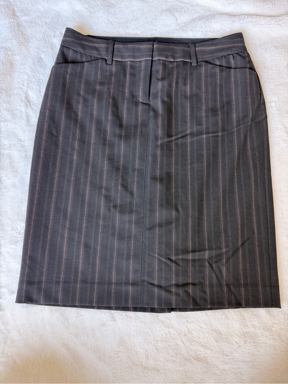 Black Pencil Skirt with Brown Pinstripes